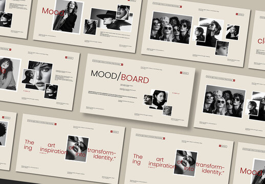 Minimal Mood Board Presentation With Clean Fashion Modern Brand  Editorial Slides Elegant Creative Design