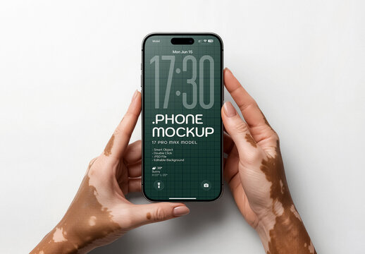 Phone In The Vitiligo Hands Screen Mockup