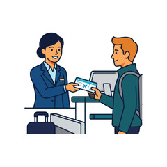 Obraz premium Airport passenger check-in with flight agent.