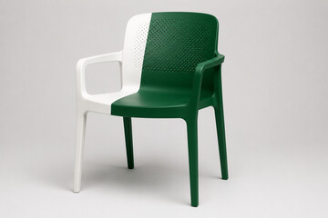 Obraz premium Modern Green and White Plastic Chair for Pakistan Independence Day Decor