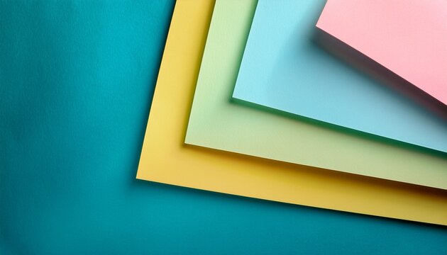 Fondo Abstracto Creativo Con Papeles Superpuestos En Colores Pastel Azul Rosa Verde Y Amarillo