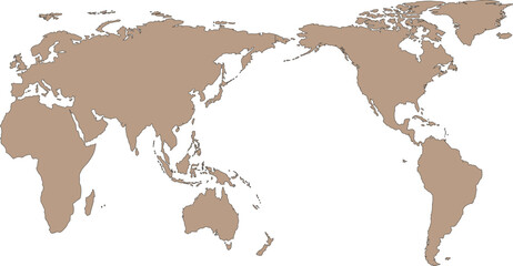 Editable World Map Vector Silhouette, Asia Pacific Centered View © tahir