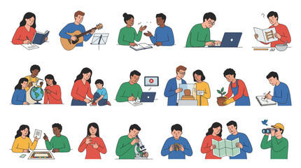 Fototapeta premium Flat Style Vector Illustrations of Education and Learning Activities