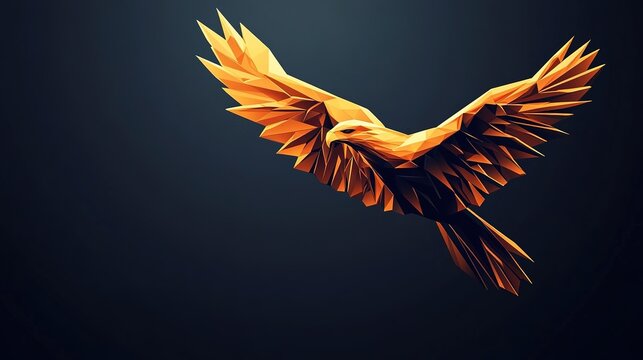 Flying Eagle Low Poly Geometric Golden Eagle Vision Leadership Business Banner