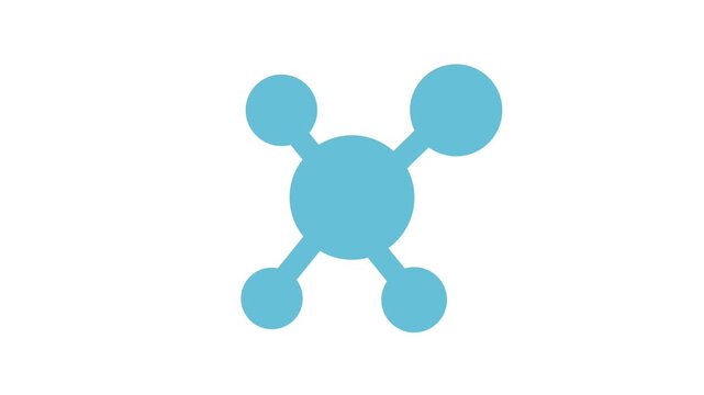 Digital Network Connection Icon. Animated colored line icon presenting a digital node connection representing scientific molecular structures or a data blockchain network.