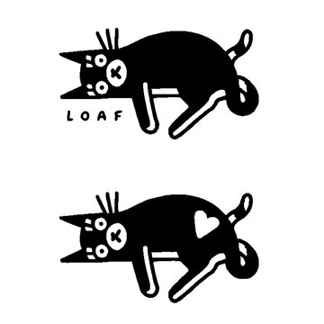 Edgy minimalist black loaf cat aesthetic doodle vector