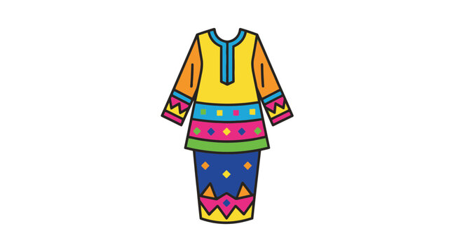 Colorful Baju Kurung Traditional Malaysian Clothing