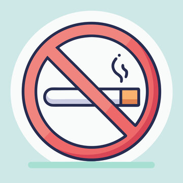 No Smoking Sign Icon with Cigarette