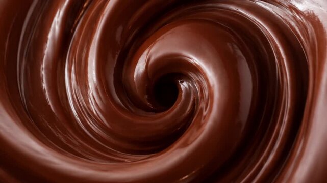 Luxury Dark Chocolate Swirl Background with Glossy Smooth Melted Cocoa Texture, Rich Liquid Chocolate Spiral and Premium Dessert Food Abstract