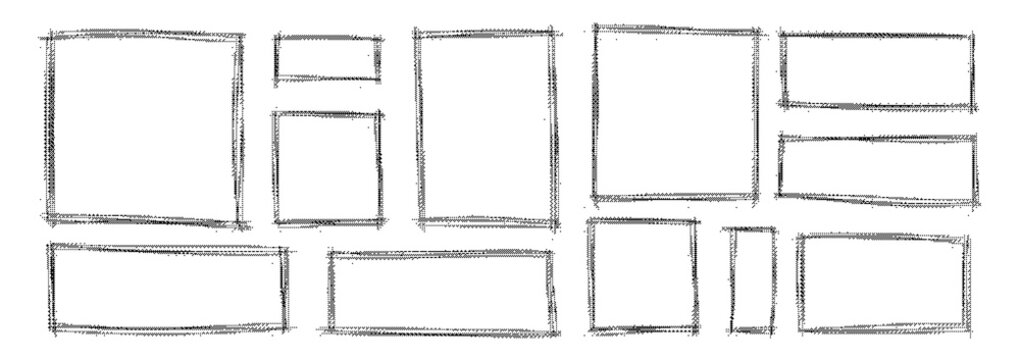 Set of hand drawn doodle frames, borders and rectangles vector illustration