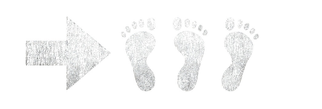 Footsteps follow arrow