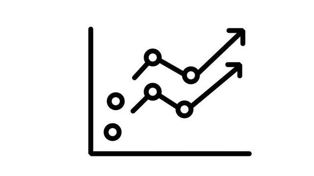 Continuous Market Growth Icon. Animated icon displaying a statistical chart board with multiple rising line graphs representing continuous market trend growth.