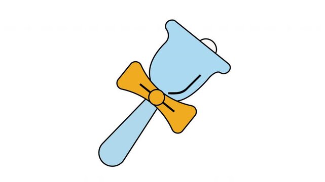 School Bell Ringing with Gavel Icon Animation on White Background