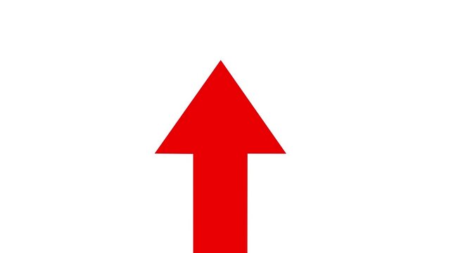 rad arrow pointing up on white background. direction symbol indicating back or previous page.  arrow icon or signal download.