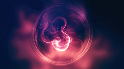 Fototapeta premium Fetus glowing in cosmic womb