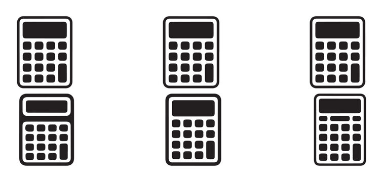 Calculator icon set on transparent background for accounting business finance calculation math and bookkeeping.