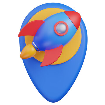 3D render  startup location  or  Rocket location Isolated icon 