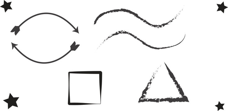 Hand drawn sketch elements including arrows and geometric shapes