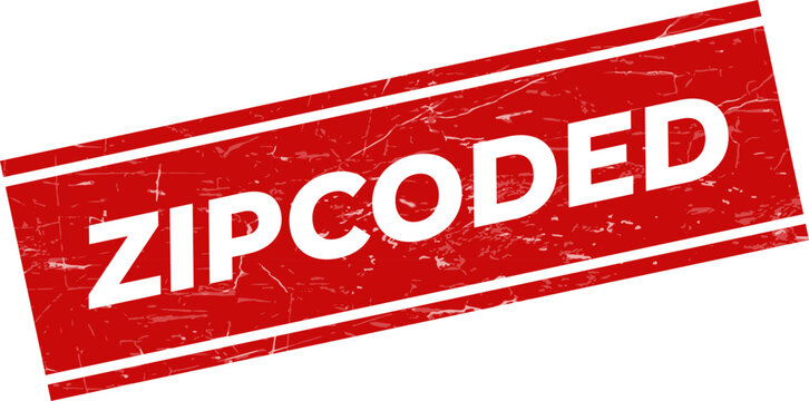 A red grunge stamp with the word ZIPCODED indicates a successful postal code verification process
