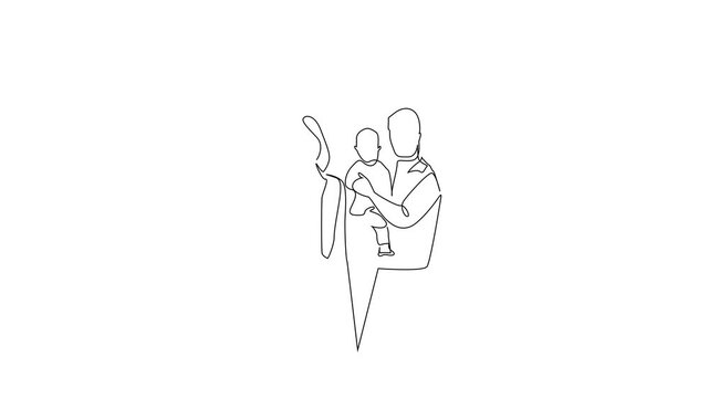 family parent happy hug guard shield safe sign symbol one line art simple video animation