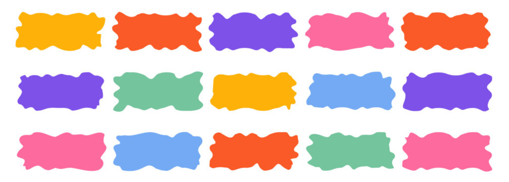 Square, curvy, text frame with a wavy rectangle and box shape for organic doodle elements. Fluid, free-form blob graphic and smooth, flat speech bubble border design