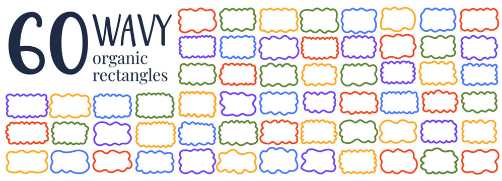 Irregular square organic and rectangle shape frame with wavy text amoeba. Doodle curvy kid and liquid abstract cartoon with wiggly textbox black. Circle irregular random and border rectangle.