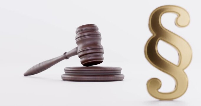 Gavel of Justice and Paragraph Symbol. Law Legal System Crime Lawyer Concept