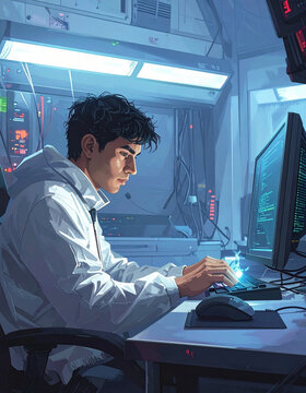 Man working at computer