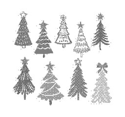Obraz premium Set of hand drawn christmas trees