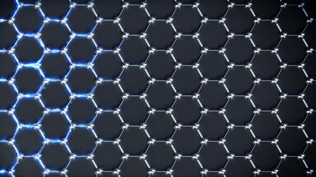 Graphene Conductivity Electricity loop chrome. This macro 3D animation represents how conductive graphene is.