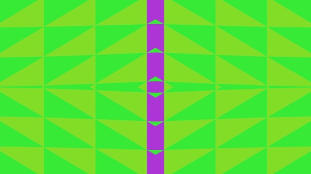 Geometric pattern of vibrant green and purple triangles creating an abstract kaleidoscopic design perfect for modern backgrounds