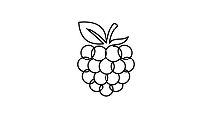 Minimalist raspberry line art icon. Simple berry outline with leaf. Vector illustration. © teeme