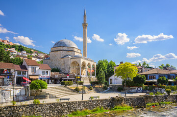 Naklejka premium Sinan Pasha Mosque and Old Town Along the Lumbardhi River - Prizren, Kosovo