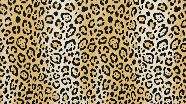 Close-up of a stylish leopard print pattern in beige and black with natural animal skin visual for fashion design and textile projects