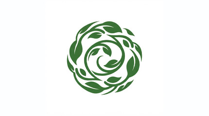 Fototapeta premium Circular green leafy emblem resembling a rosette design for branding.