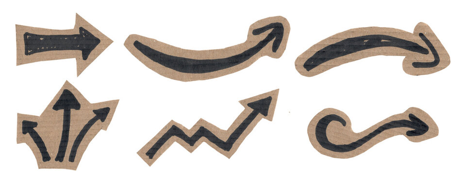 scrapbook scrapbooking collage set collection doodle - hand drawn doodle arrows icons, sketch and scribble arrow set, cut out elements on craft paper, isolated on transparent or white background png.