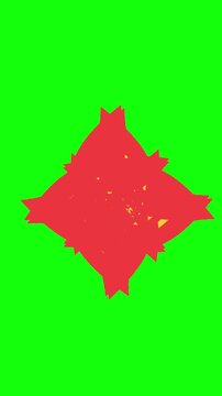 shuriken fire animated on green screen background, vertical video
