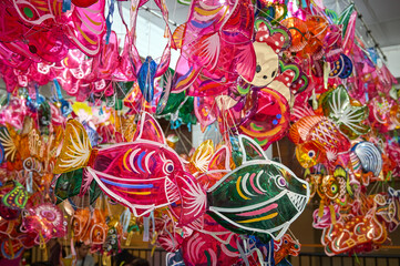 Fototapeta premium Colourful Traditional Nanyang Style Cellophane Lanterns in Penang