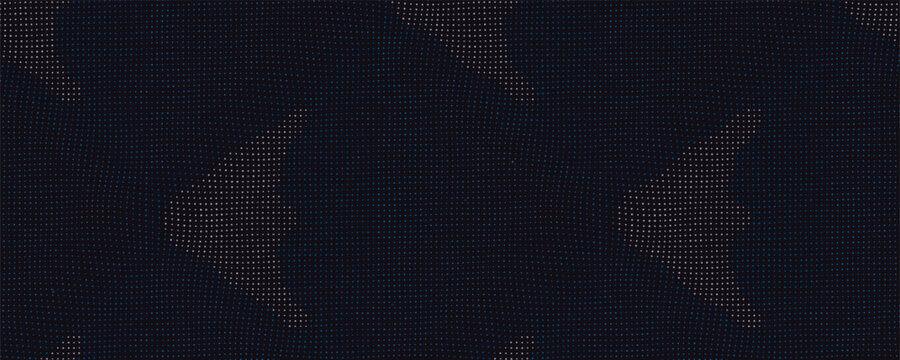 Dark Blue Halftone Geometry. Abstract dotted geometric pattern, soft triangle light shapes, modern tech texture design element, minimal digital vector
