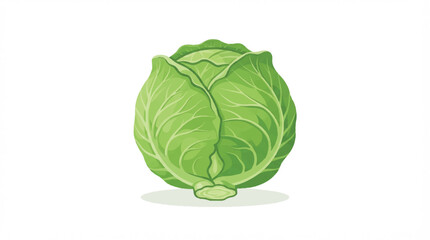 Obraz premium Illustration of a Fresh Green Cabbage Head with Leafy Outer Layers and Round Form.