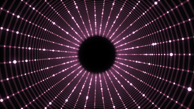 Abstract wireframe tunnel. Science wormhole. 3D portal grid. Futuristic fantasy funnel. 3d rendering.