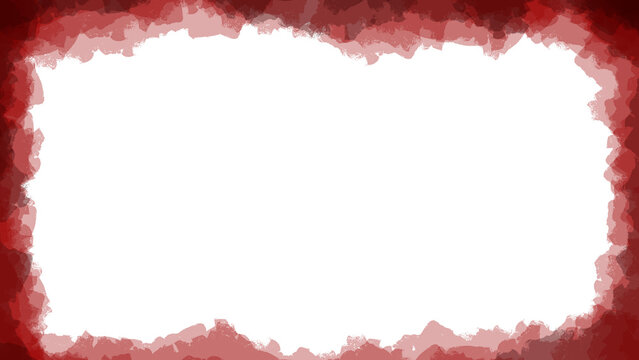 Abstract maroon torn edge rectangular border isolated on transparency Deep red distressed watercolor frame overlay for graphic design