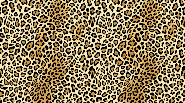Close-up of leopard print pattern with brown and black spots on beige background for fashion and animal themes