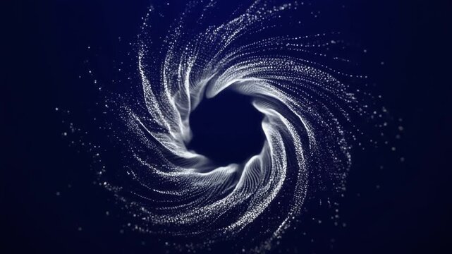 Silver particle waves swirling softly on dark blue
