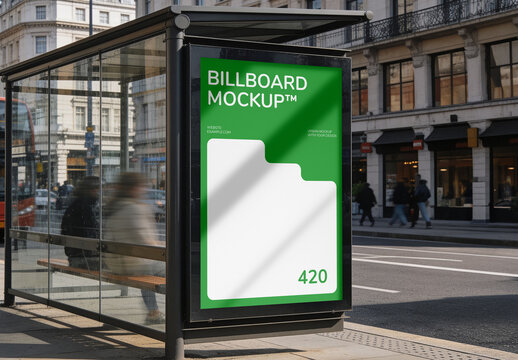 Bus Stop Vertical Poster Mockup