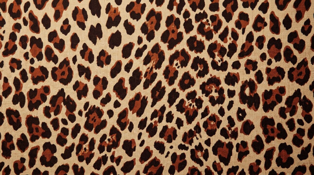 Close-up of realistic leopard print pattern with beige background and dark brown spots in natural animal skin design for wildlife fashion and textile use