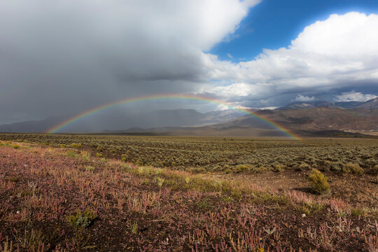 USA, Utah, landscape and rainbow