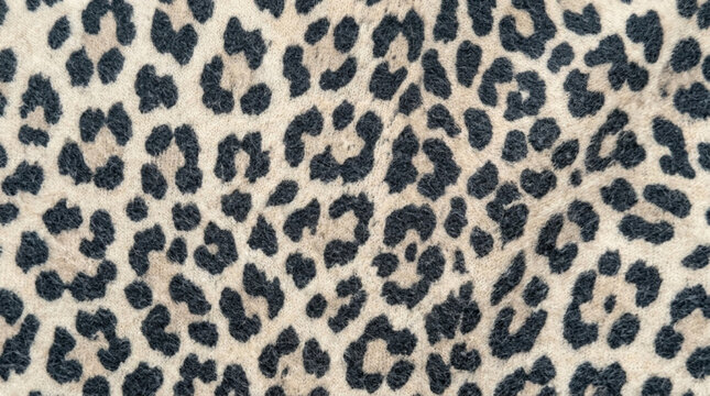 Close up of leopard print fabric pattern in neutral beige and black colors showcasing animal inspired design for fashion and textile use