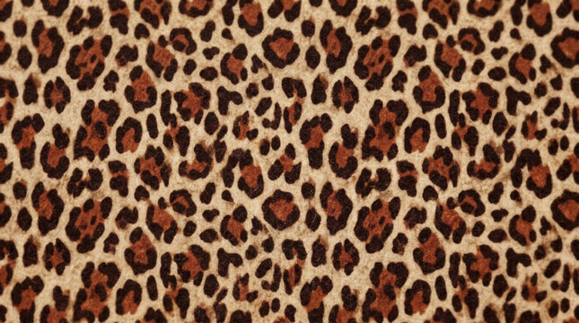 Close-up of vibrant leopard print fabric with natural brown and black spots on beige background for fashion and textile design