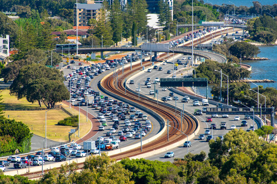 Rush Hour Highway Traffic in Perth - Western Australia